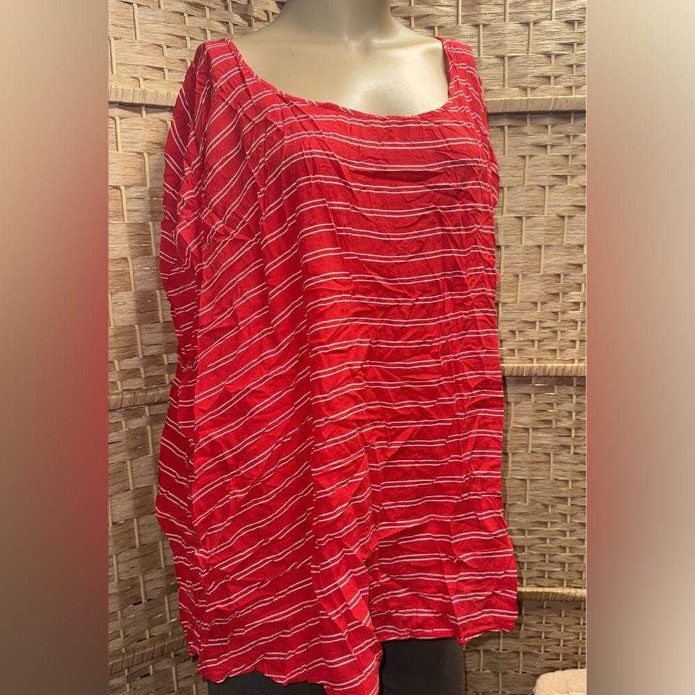 Torrid Red and White Striped Blouse